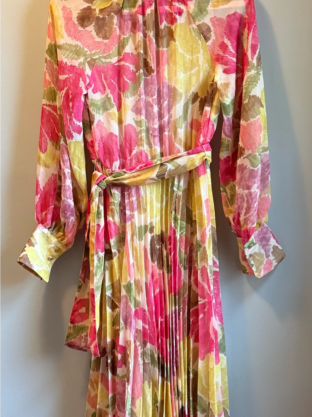 Zara Pink Yellow Green Floral Lightweight Dress XS - Picture 2 of 16